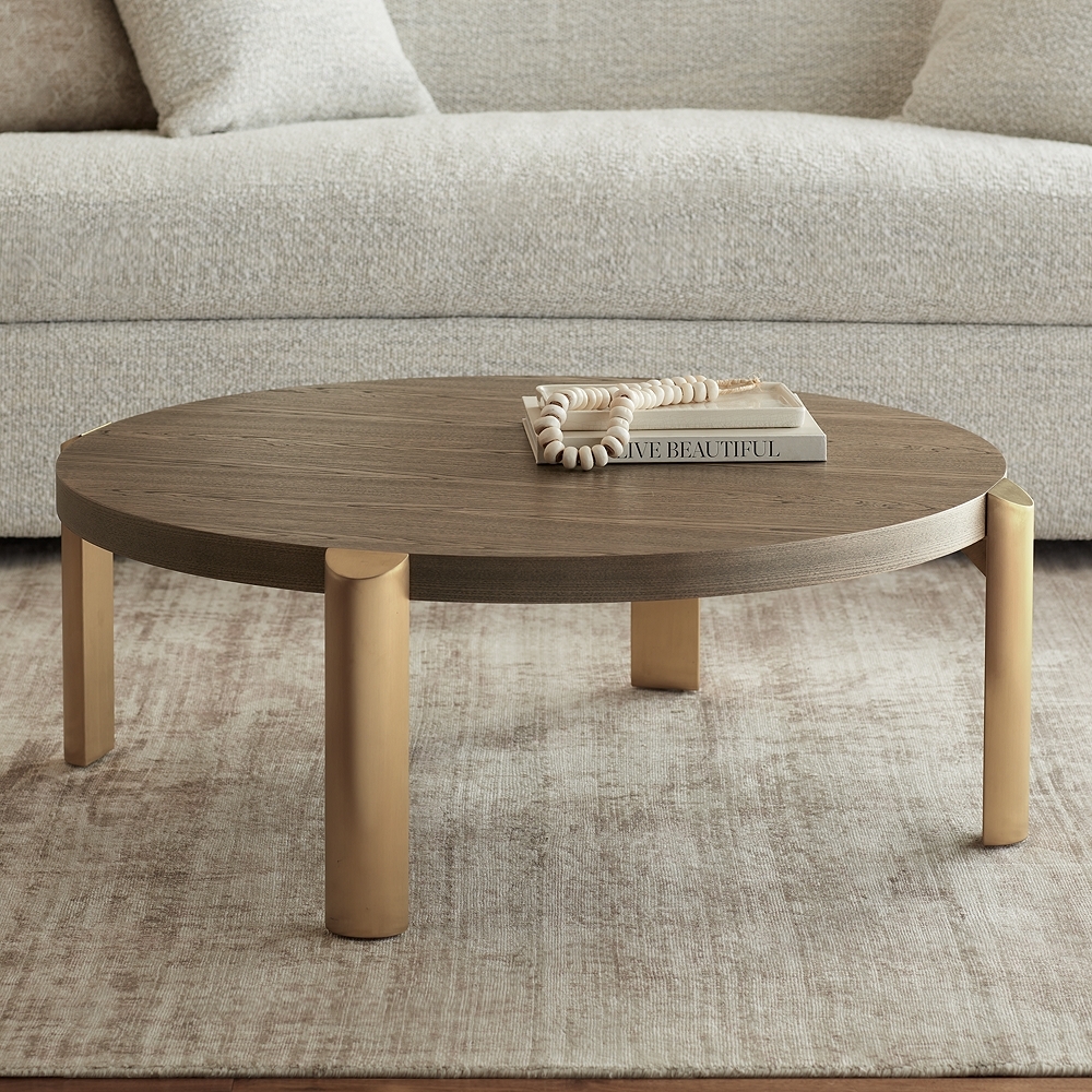 Simmons 40 1/4" Wide Brown Wood Round Coffee Table - Image 0