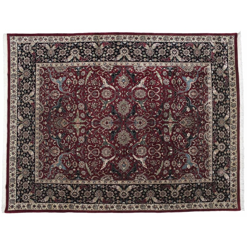 Aga John Oriental Rugs One-of-a-Kind Isfhan Hand-Knotted Red/Beige/Black 9' x 12' Wool Area Rug - Image 0