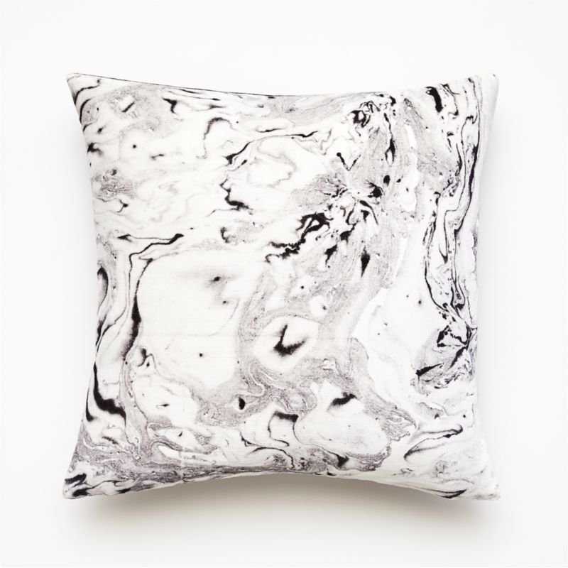 18" Marbleized Velvet Pillow with Feather-Down Insert - Image 1