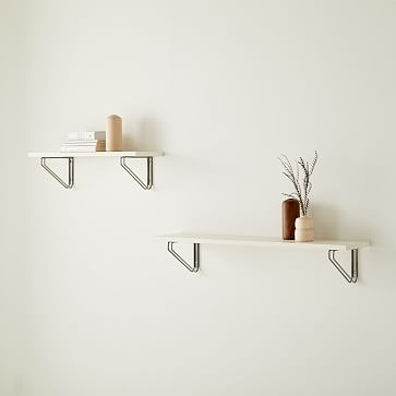 Linear White Lacquer Shelf 4FT, Parallel Brackets in Dark Bronze - Image 2