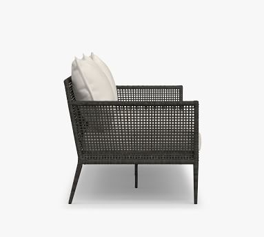 Cammeray All-Weather Wicker Sofa with Cushion, Black - Image 4