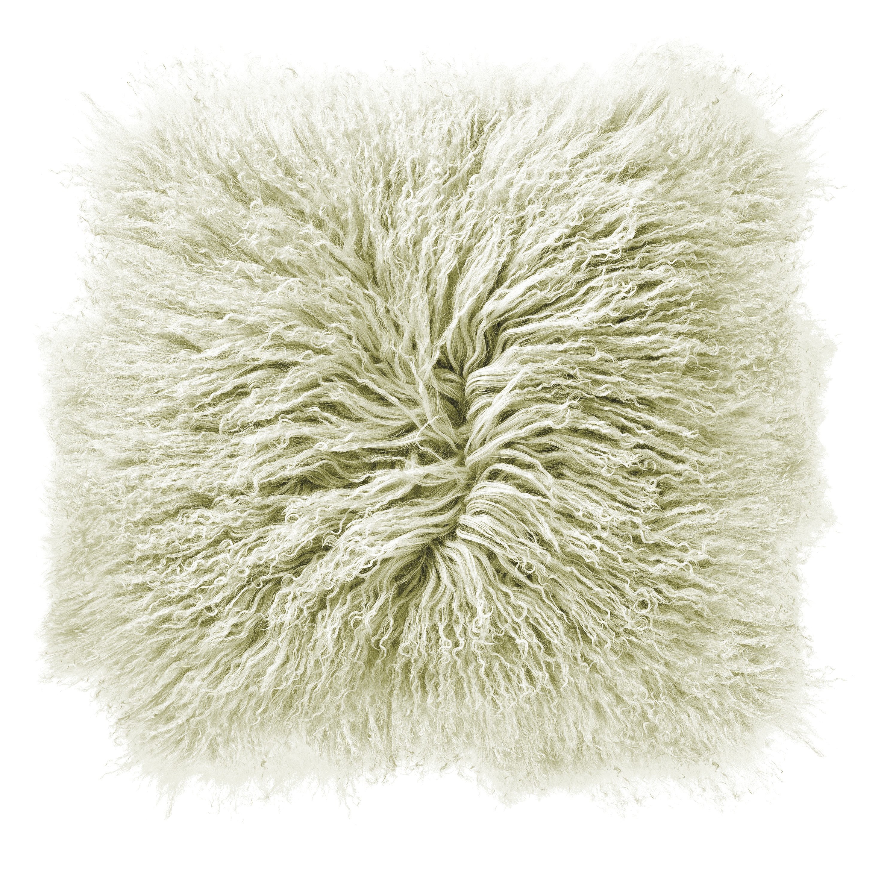 Cream Color Square Mongolian Lamb Fur Pillow - Image 0