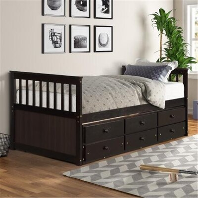 Captain's Bed Twin Daybed With Trundle Bed And Storage Drawers, Bed, Sofa Bed, Dual-purpose Bed,espresso - Image 0