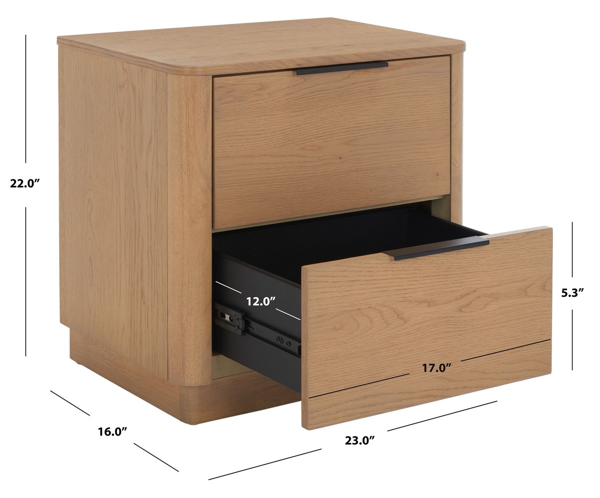Gabrietta 2 Drawer Wood Nightstand - Natural - Image 9