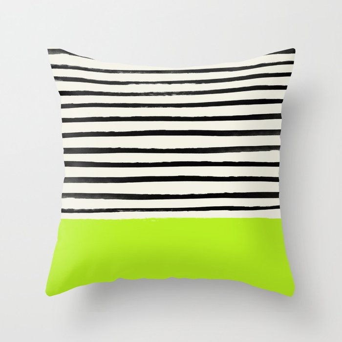 Electric Pineapple X Stripes Throw Pillow by Leah Flores - Cover (20" x 20") With Pillow Insert - Outdoor Pillow - Image 0