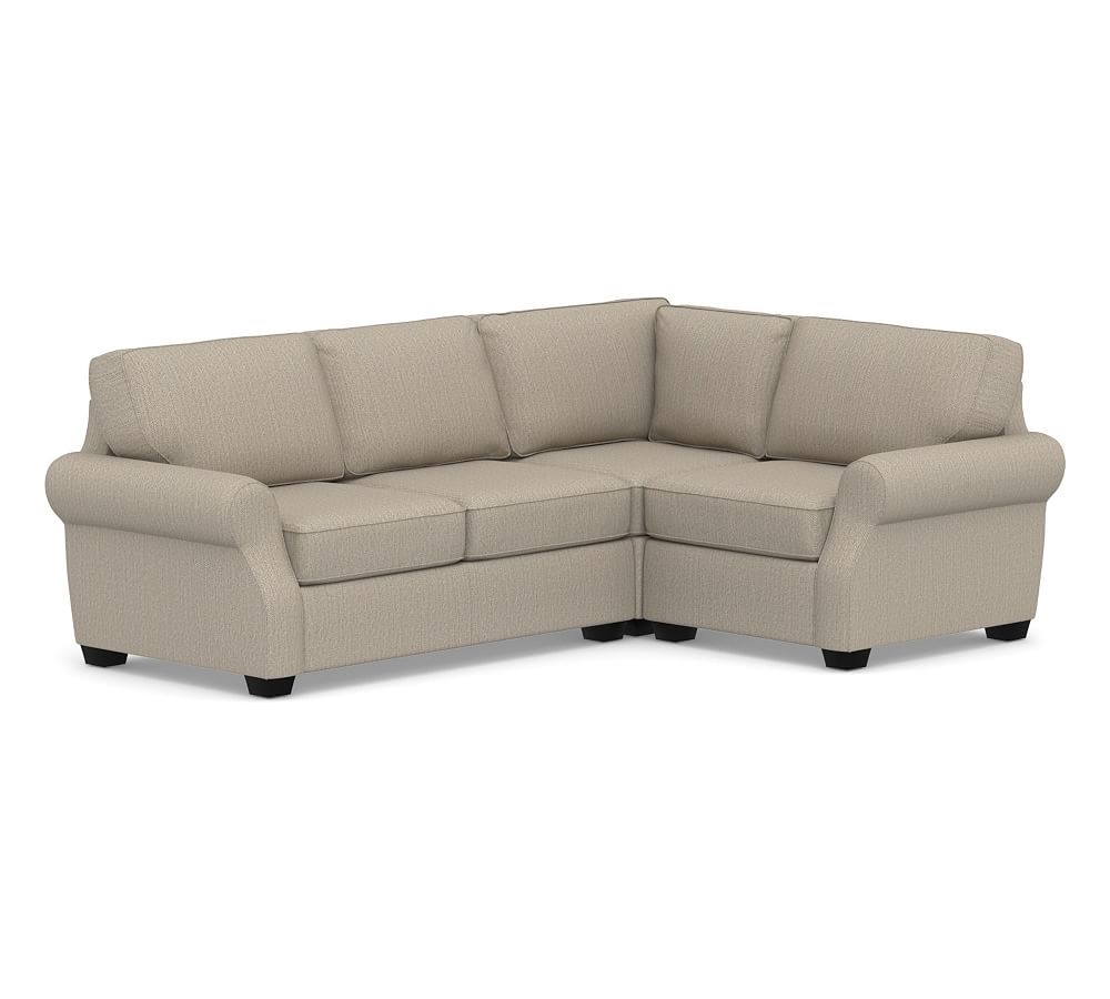 SoMa Fremont Roll Arm Upholstered Left Arm 3-Piece Corner Sectional, Polyester Wrapped Cushions, Sunbrella(R) Performance Herringbone Light Gray - Image 0