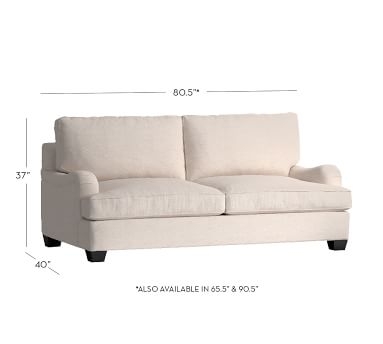 PB English Arm Upholstered Grand Sofa 90.5", Polyester Wrapped Cushions, Performance Boucle Oatmeal - Image 1