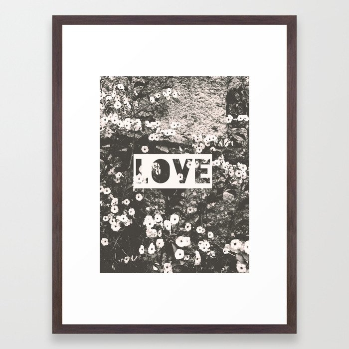 Love - Valentine - Black And White Retro Photo Framed Art Print by Ingrid Beddoes Photography - Conservation Walnut - Medium(Gallery) 18" x 24"-20x26 - Image 0