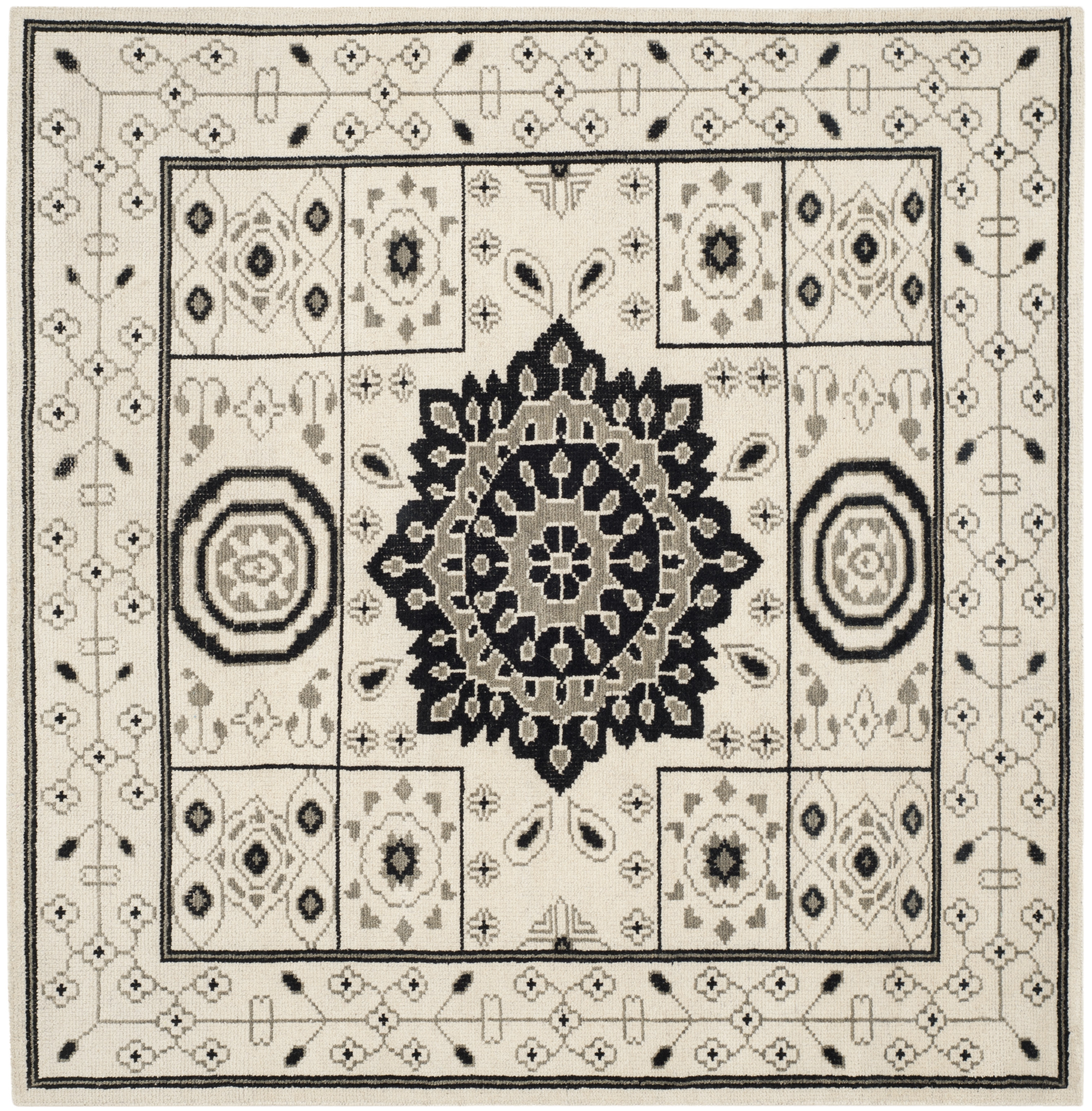 Arlo Home Hand Knotted Area Rug, KNY625A, Ivory/Grey,  7' X 7' Square - Image 0