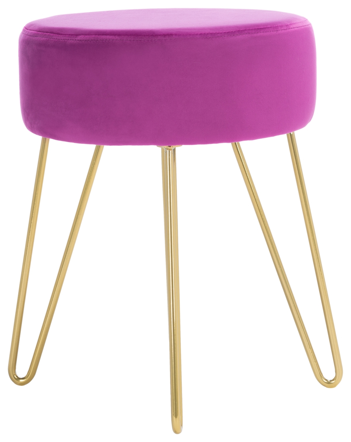 Abrea Round Ottoman - Boysenberry / Gold - Safavieh - Image 5