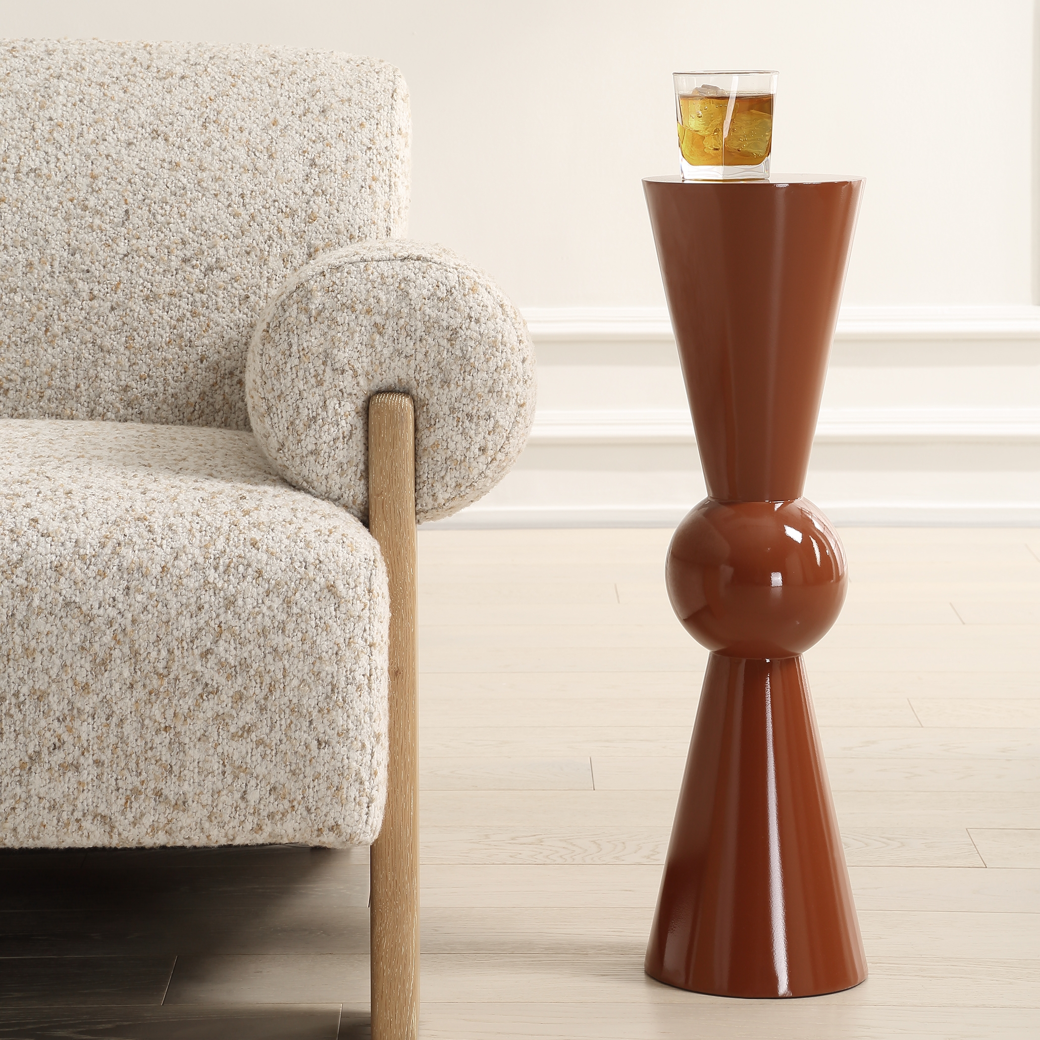 Hepler Gloss Terracotta Drink Table - Image 1