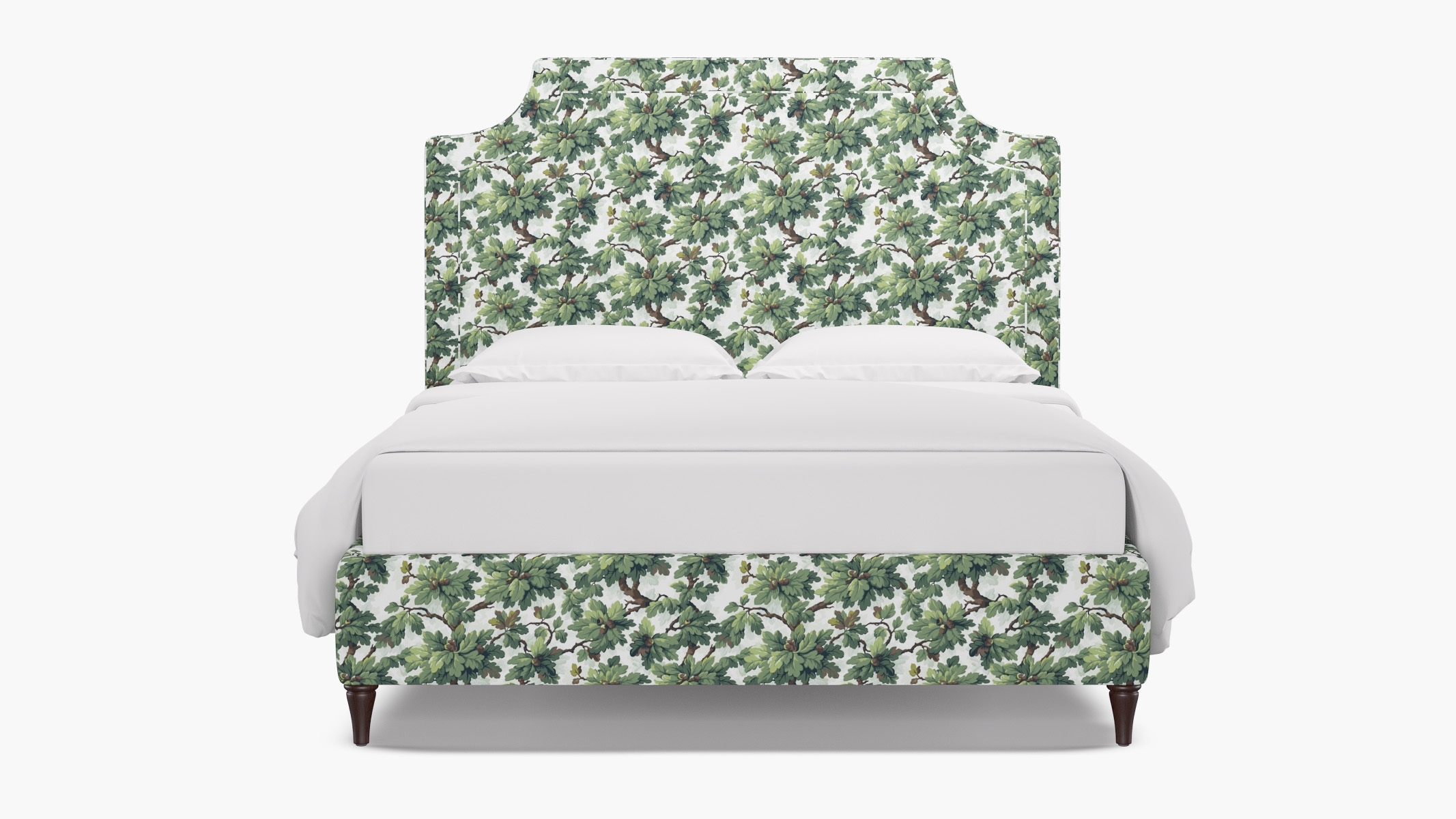 Deco Bed, Vert Woodland, Espresso Decorative Tapered Leg, King - Image 0