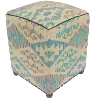 Southwestern Gamber Handmade Kilim Upholstered Ottoman - Image 0