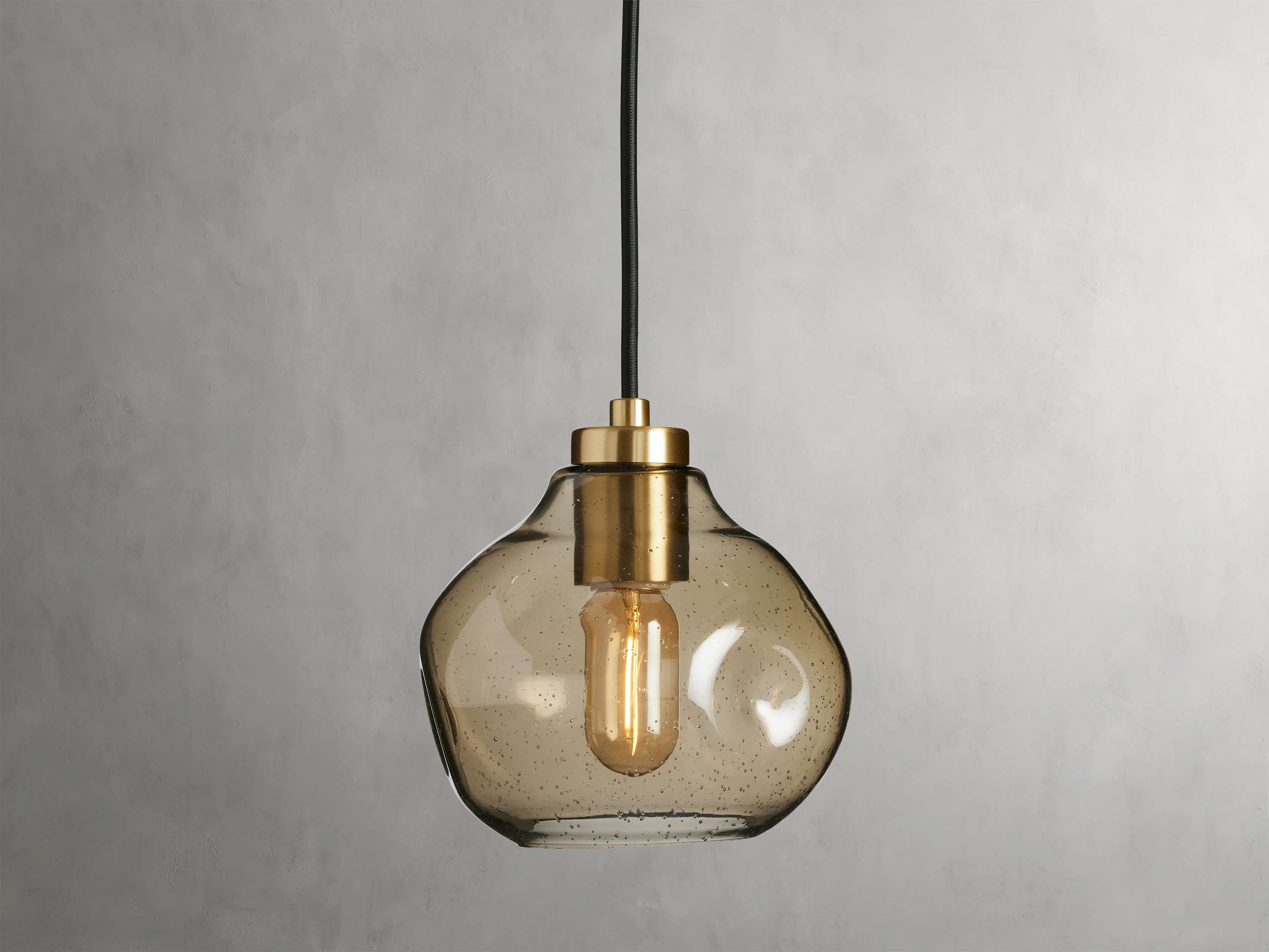 Organic 8" Pendant in Glass Brass  Smoke - Image 0