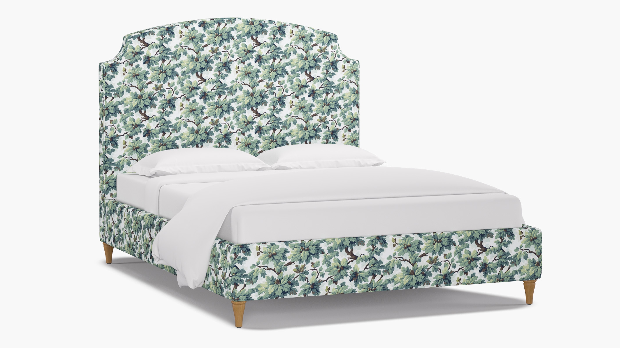 Cove Bed, Sage Woodland, Natural Decorative Tapered Leg, King - Image 1