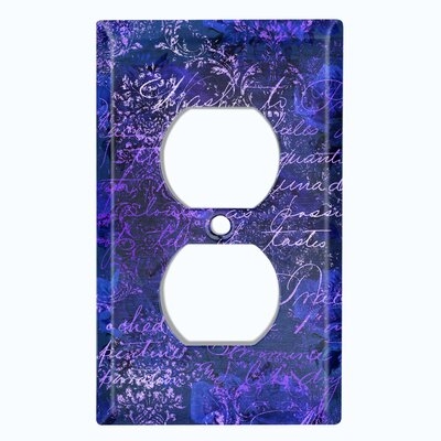 Metal Light Switch Plate Outlet Cover (Teal Blue Gray Letter Writing  - Single Duplex) - Image 0