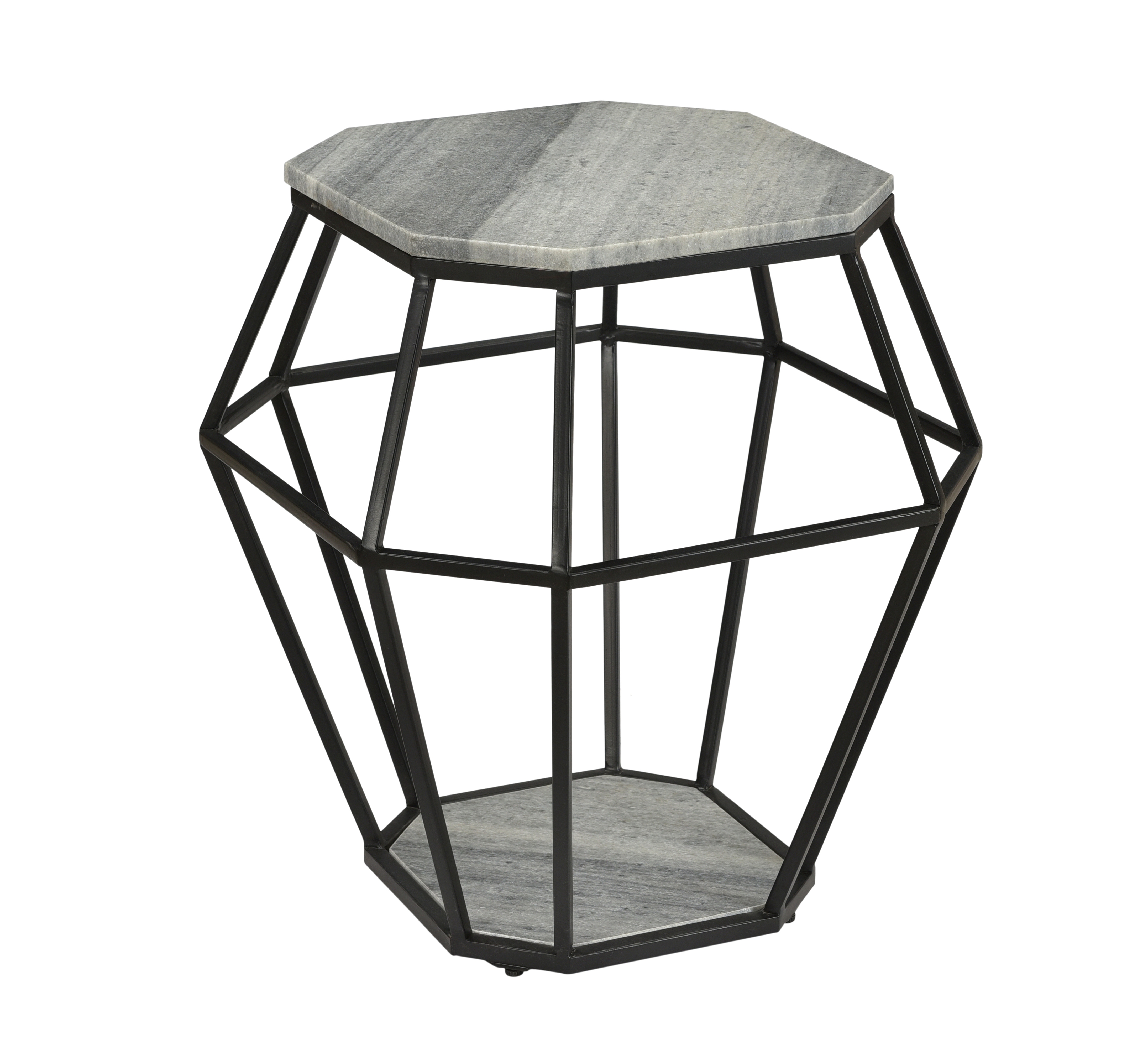 Octagonal Accent Table - Whispy Grey Marble & Black Powder Coat - Image 0