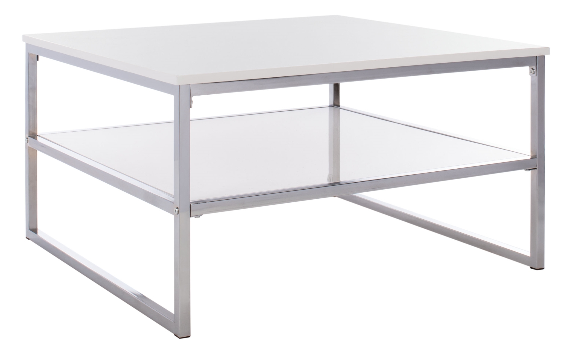 Aliza 2 Tier Square Coffee Table - White / Chrome - Safavieh - Image 5