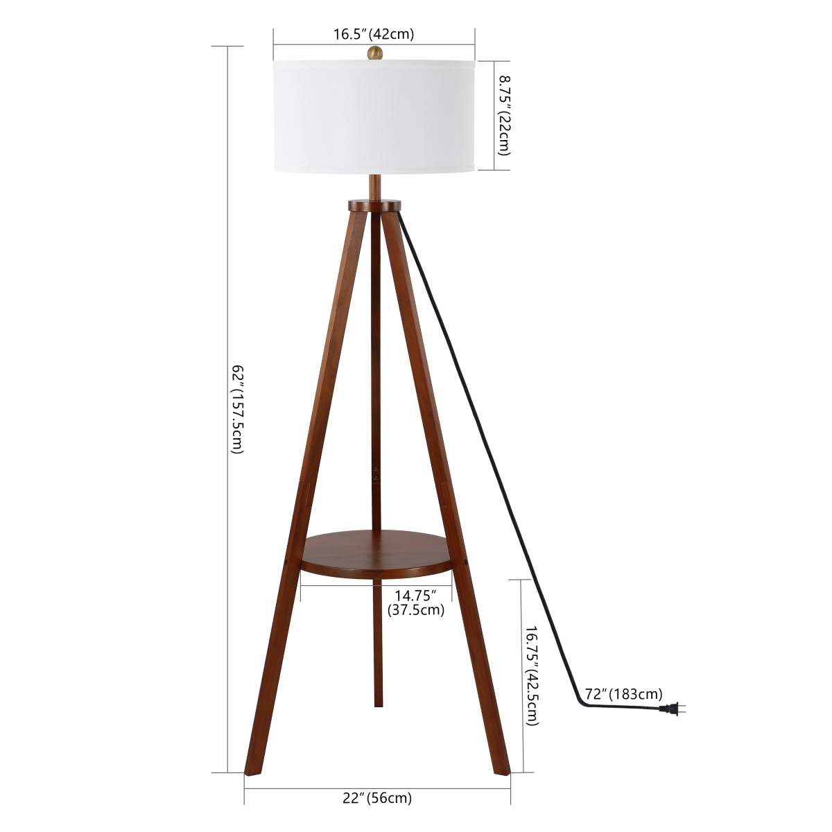 Faris 62" Floor Lamp - Walnut - Image 4