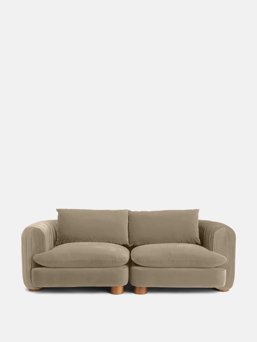 Vivienne Sectional Sofa, Three Seater, Velvet Camel, US - Image 0