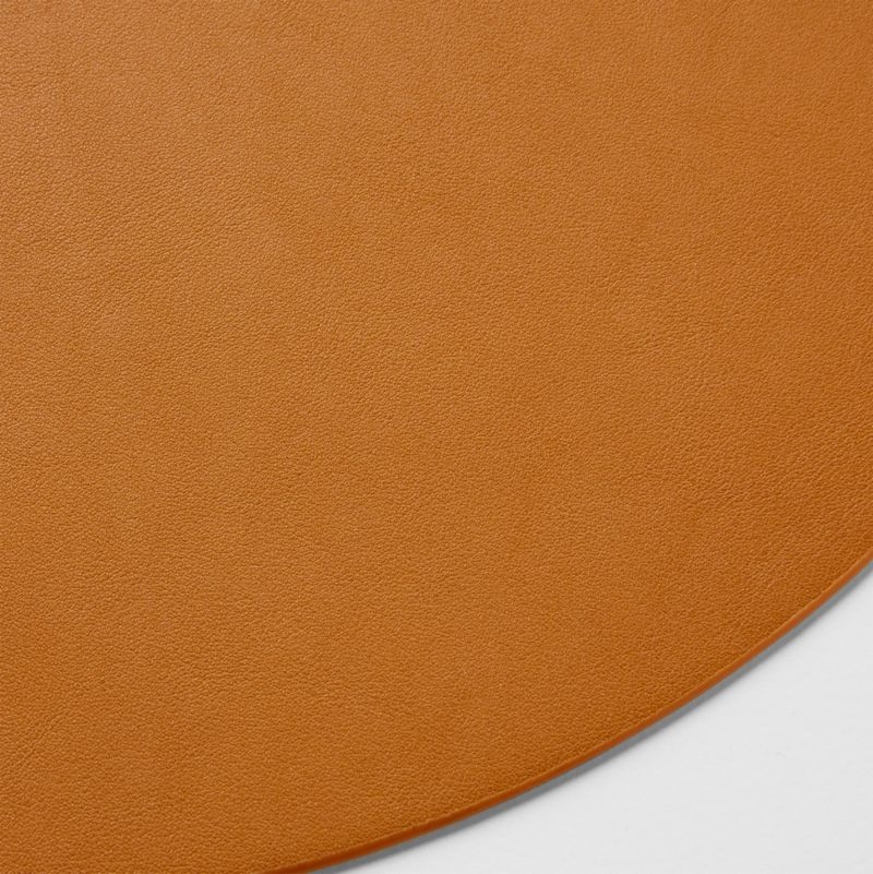 Rizzo Round Reversible Brown Faux Leather Placemat - Image 2