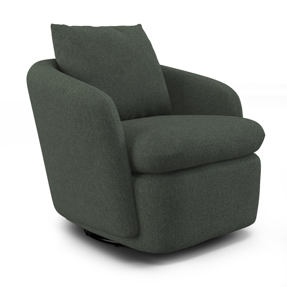 Leigh 33" Swivel Lounge Chair - Green Wool Bouclé - Image 0