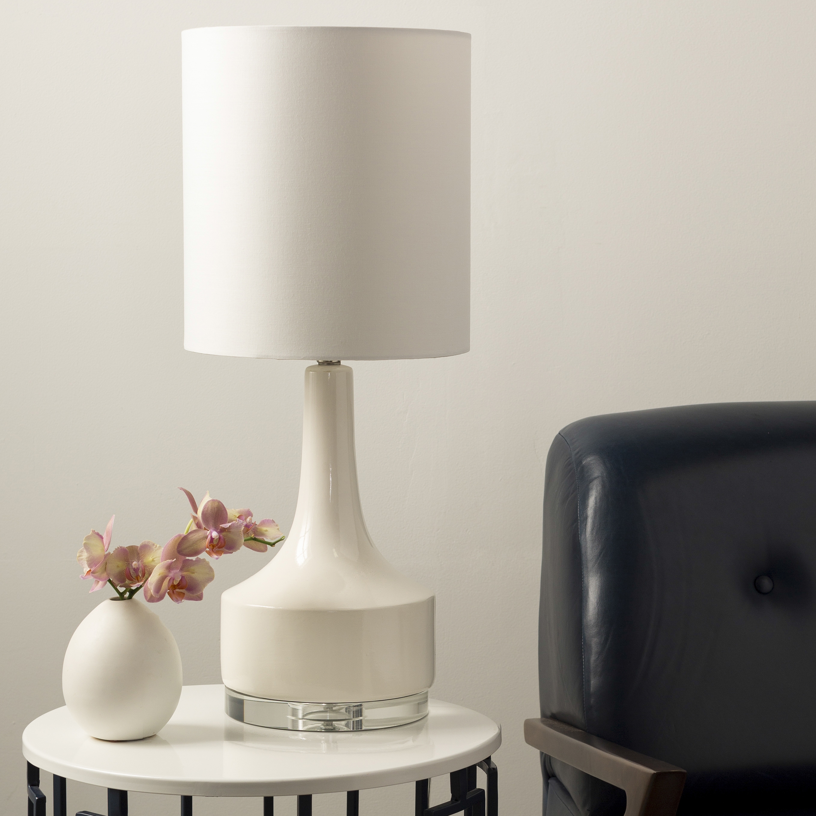 Farris White Glazed 25"H x 11"W x 11"D Accent Table Lamp - Image 1