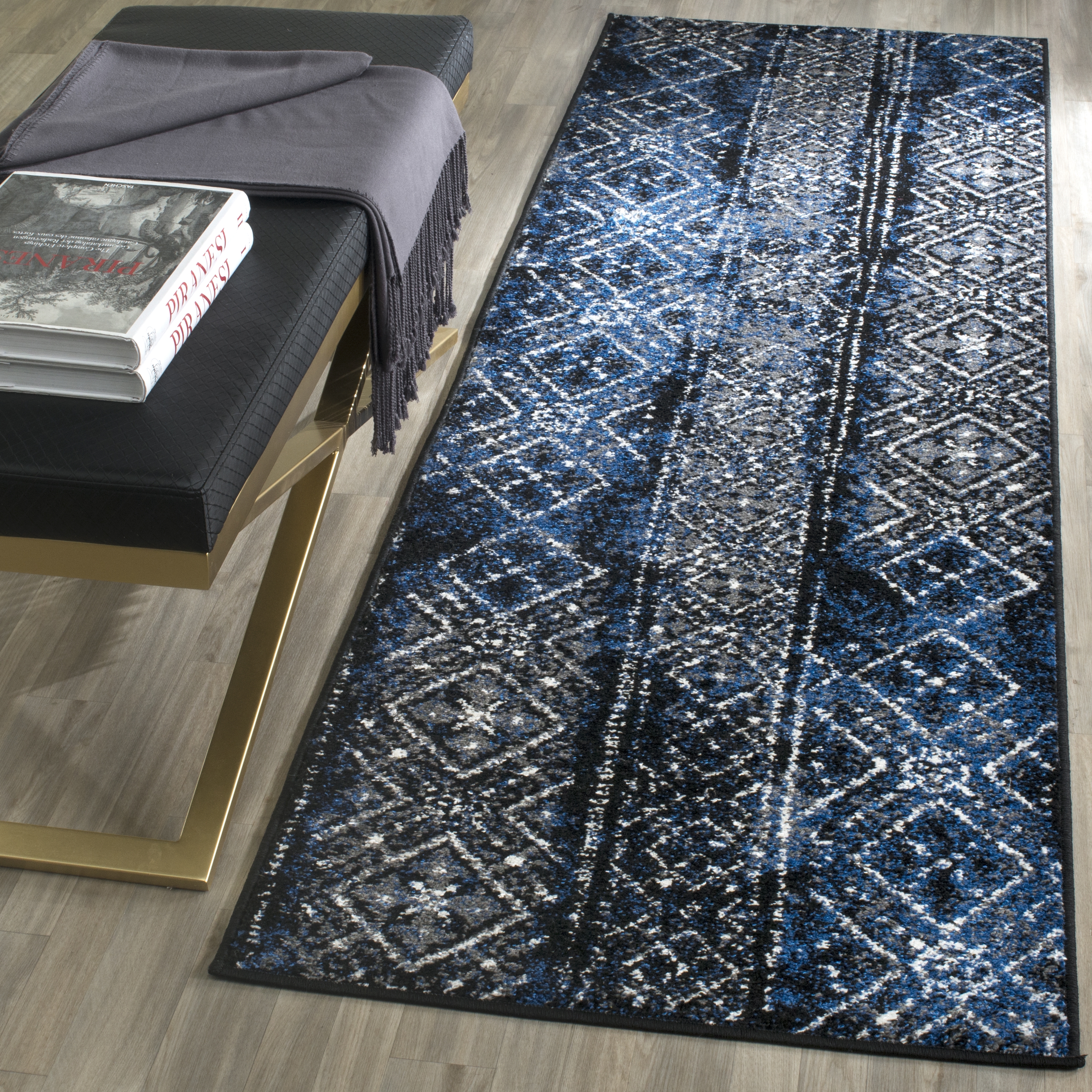 Arlo Home Woven Area Rug, ADR111A, Silver/Black,  2' 6" X 10' - Image 1