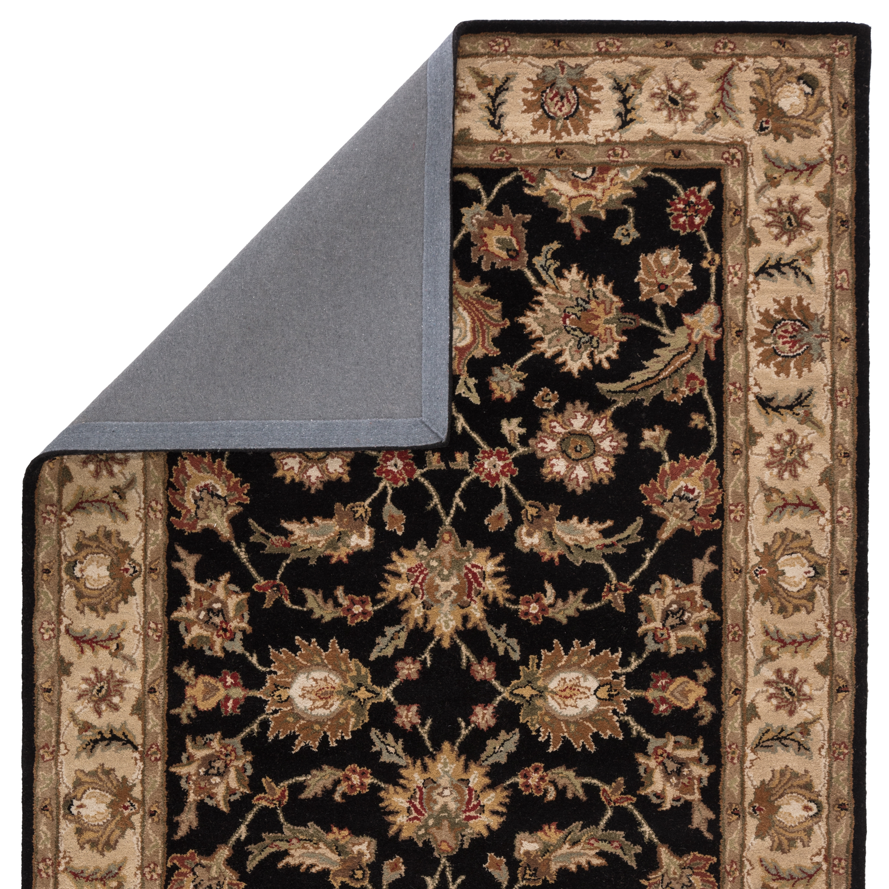 Selene Handmade Floral Black/ Beige Area Rug (8' X 10') - Image 2