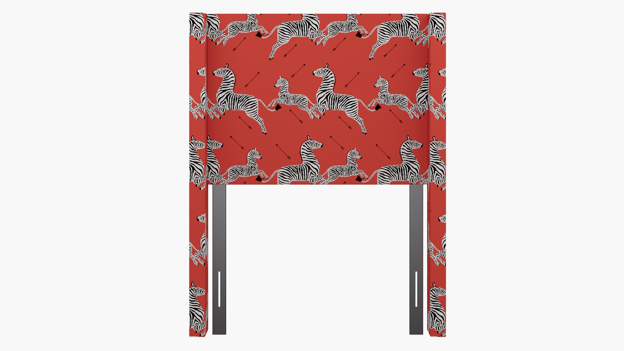 Modern Wingback Headboard, Coral Zebra, Twin - Image 1
