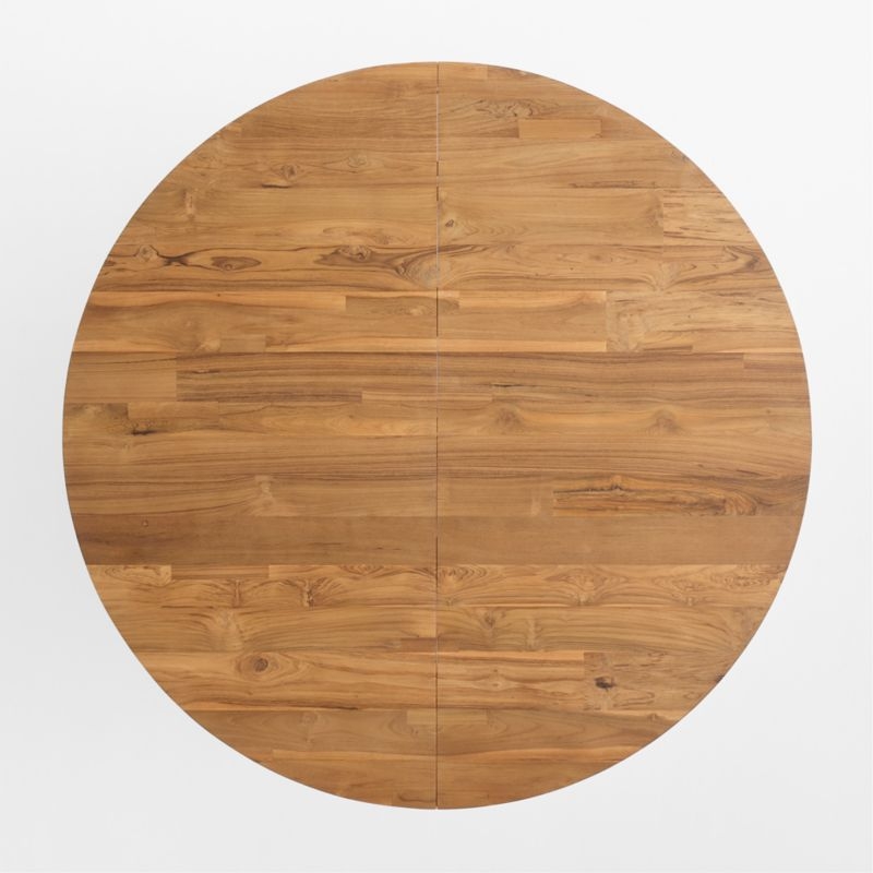 Lakin 50"-74" Teak Round Wood Extendable Dining Table - Image 1