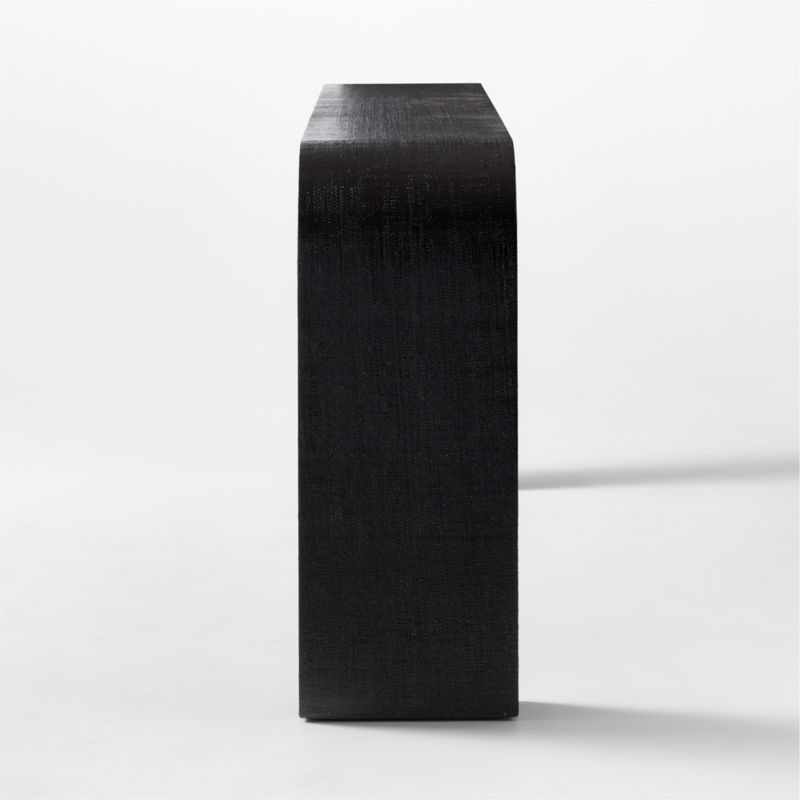 Horseshoe Black Lacquered Linen 80" Console Table - Image 3