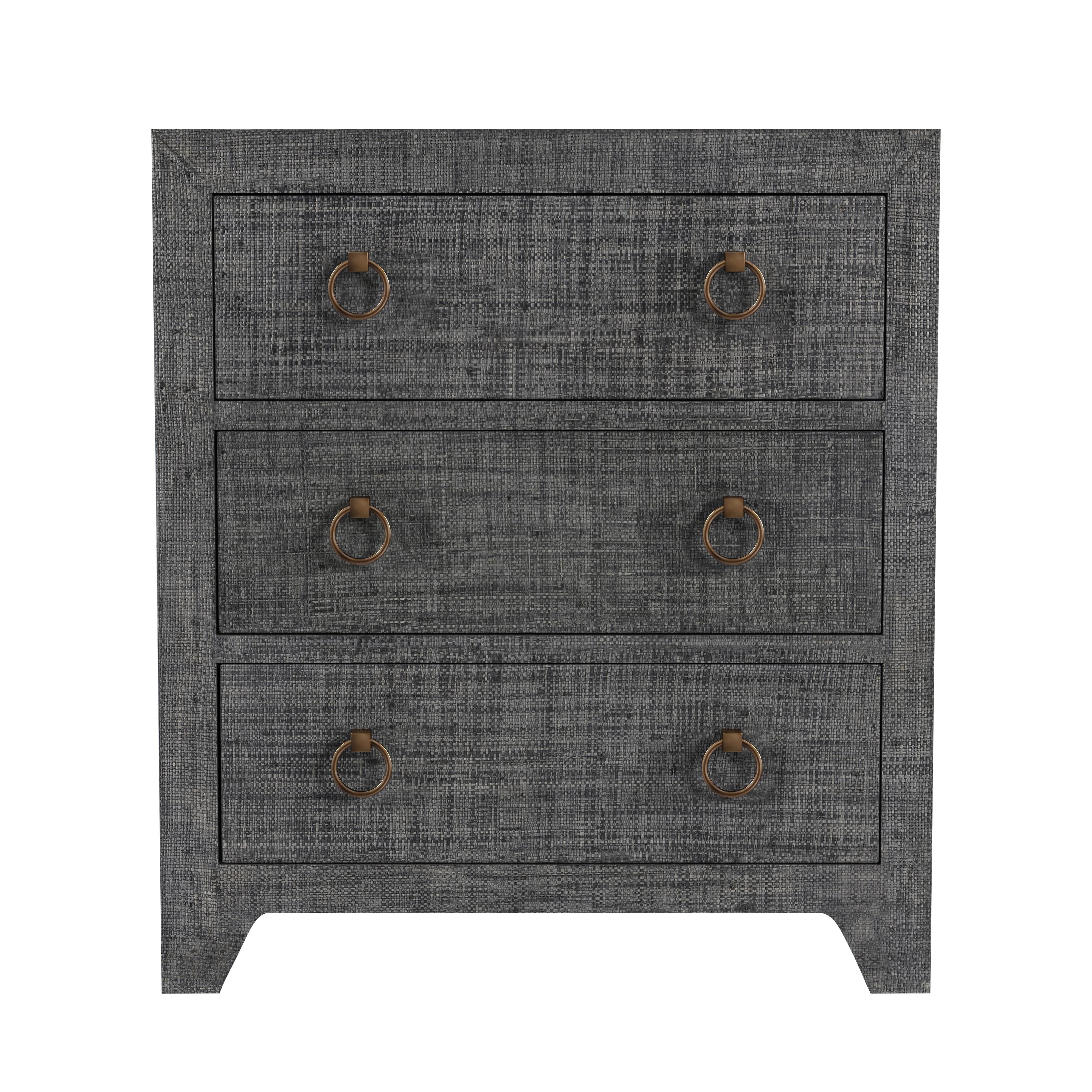Bar Harbor Charcoal Raffia Nightstand - Image 1