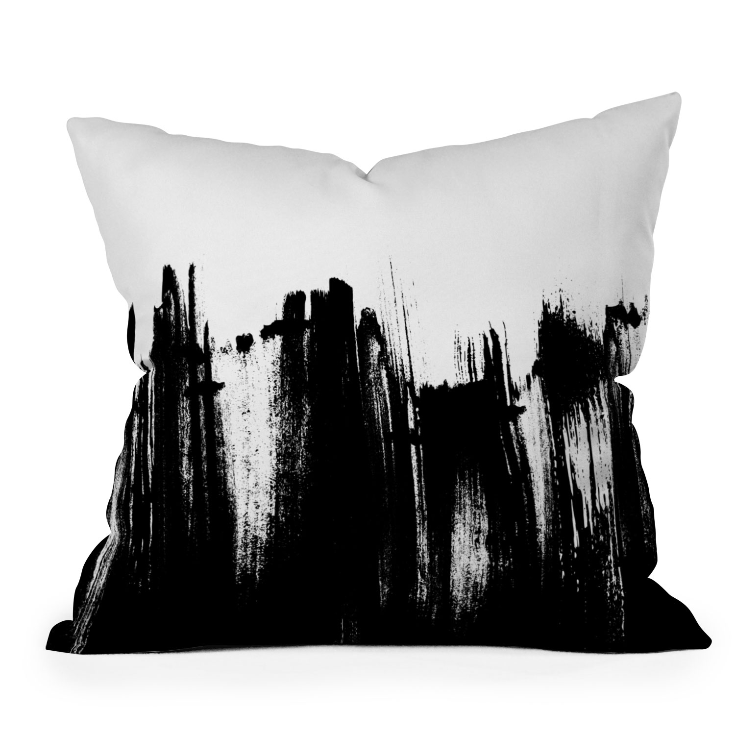 Monochrome Brushstrokes by Kelly Haines - Outdoor Throw Pillow 18" x 18" - Image 0