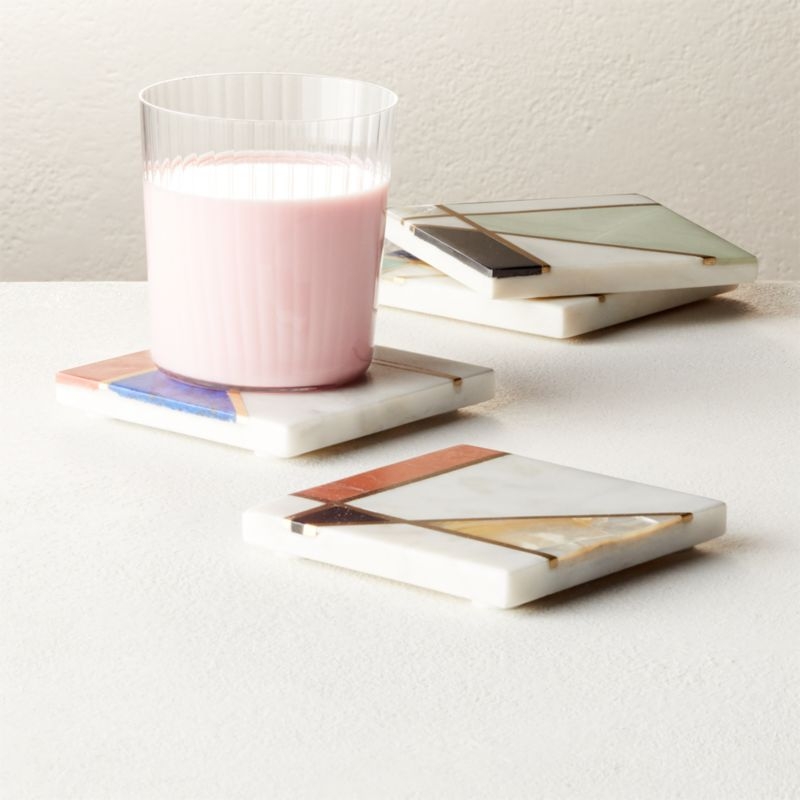 Flo Marble and Brass Coasters Set of 4 - Image 1