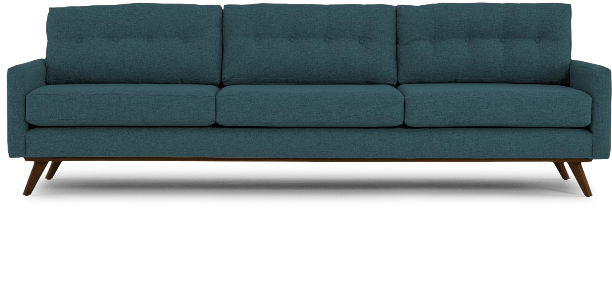 Blue Hopson Mid Century Modern Grand Sofa - Sunbrella Premier Lagoon - Mocha - Image 0
