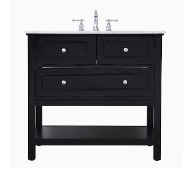 Taryn Single Sink Vanity, 1 Drawer, Black, 36" - Image 0