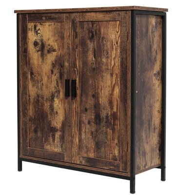 Williston Forge Floor Storage Cabinet With 2 Doors, Free Standing Sideboard Bookcase Cupboard, Media File Mental Cabinet For Kitchen, Entryway Rustic Brown - Image 0
