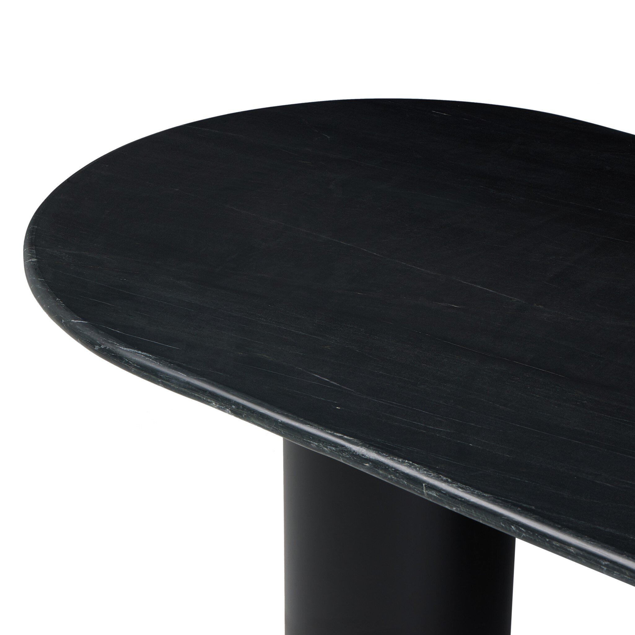 Belle Oval Dining Table - Black Marble - Image 6