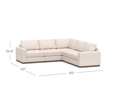 Axis Upholstered Tufted 5-Piece L-Shaped Sectional, Polyester Wrapped Cushions, Performance Boucle Pebble - Image 2