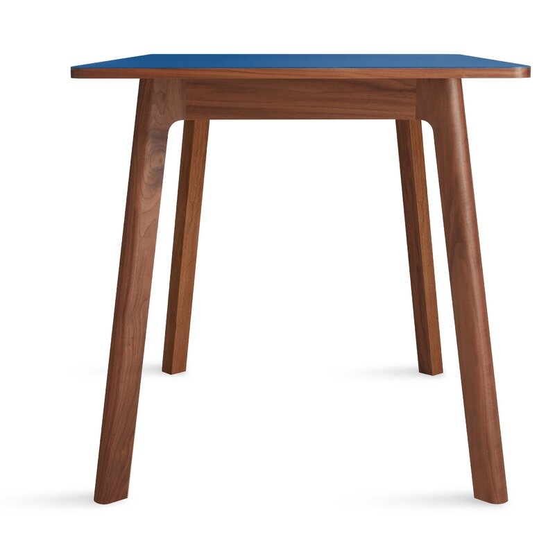 Blu Dot Apt Square Cafe Table Size: 30" W x 30" L, Top Color: Cobalt, Base Color: Walnut - Image 0
