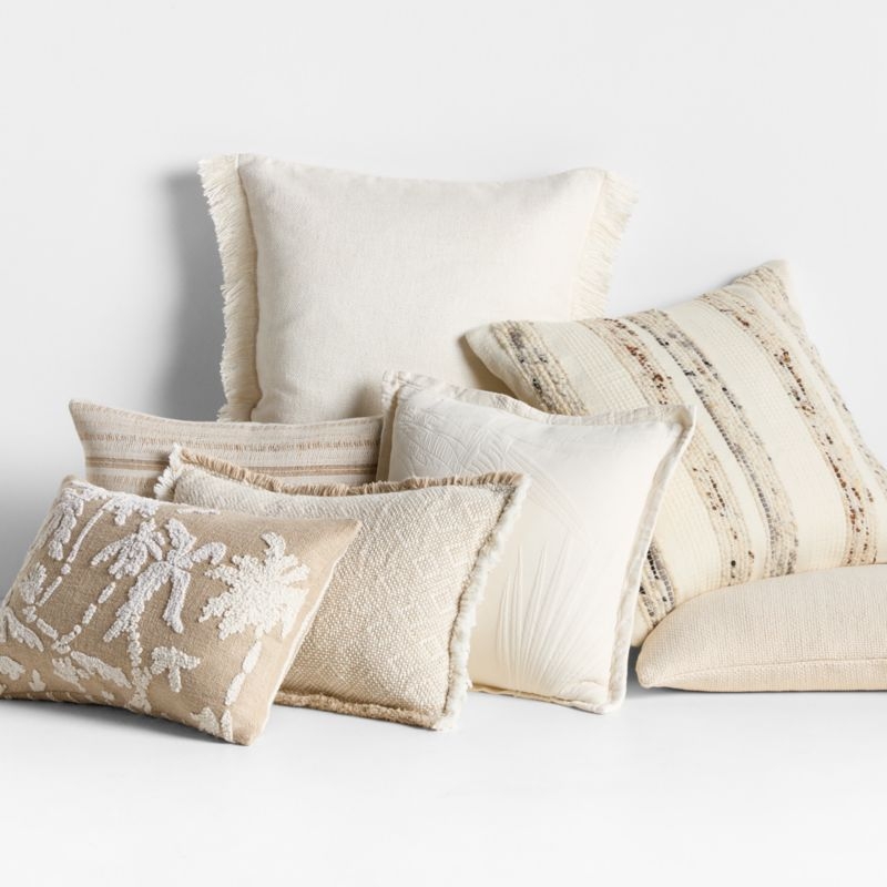 Organic Cotton Basketweave 20x20 Travertine Beige Throw Pillow Cover - Image 1