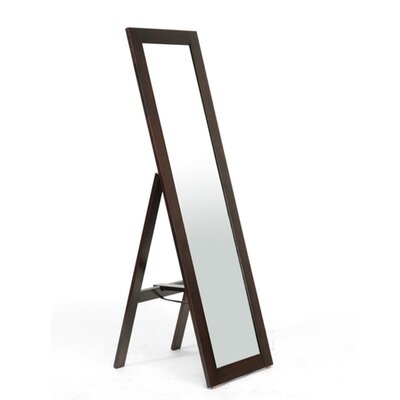 Kasinda Dark Brown Wood Modern Mirror With Built-In Stand - Image 0