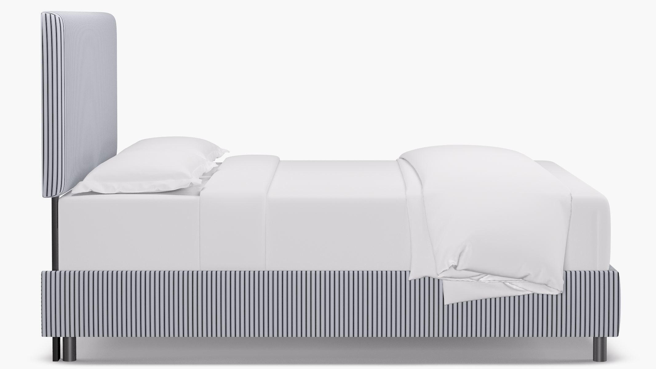 Square Back Bed, Black Classic Ticking Stripe, Queen - Image 2