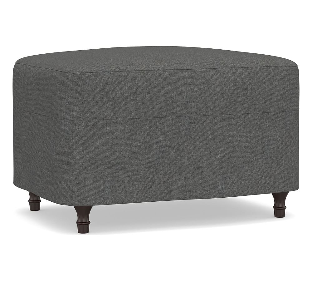 Carlisle Slipcovered Ottoman, Polyester Wrapped Cushions, Park Weave Charcoal - Image 0
