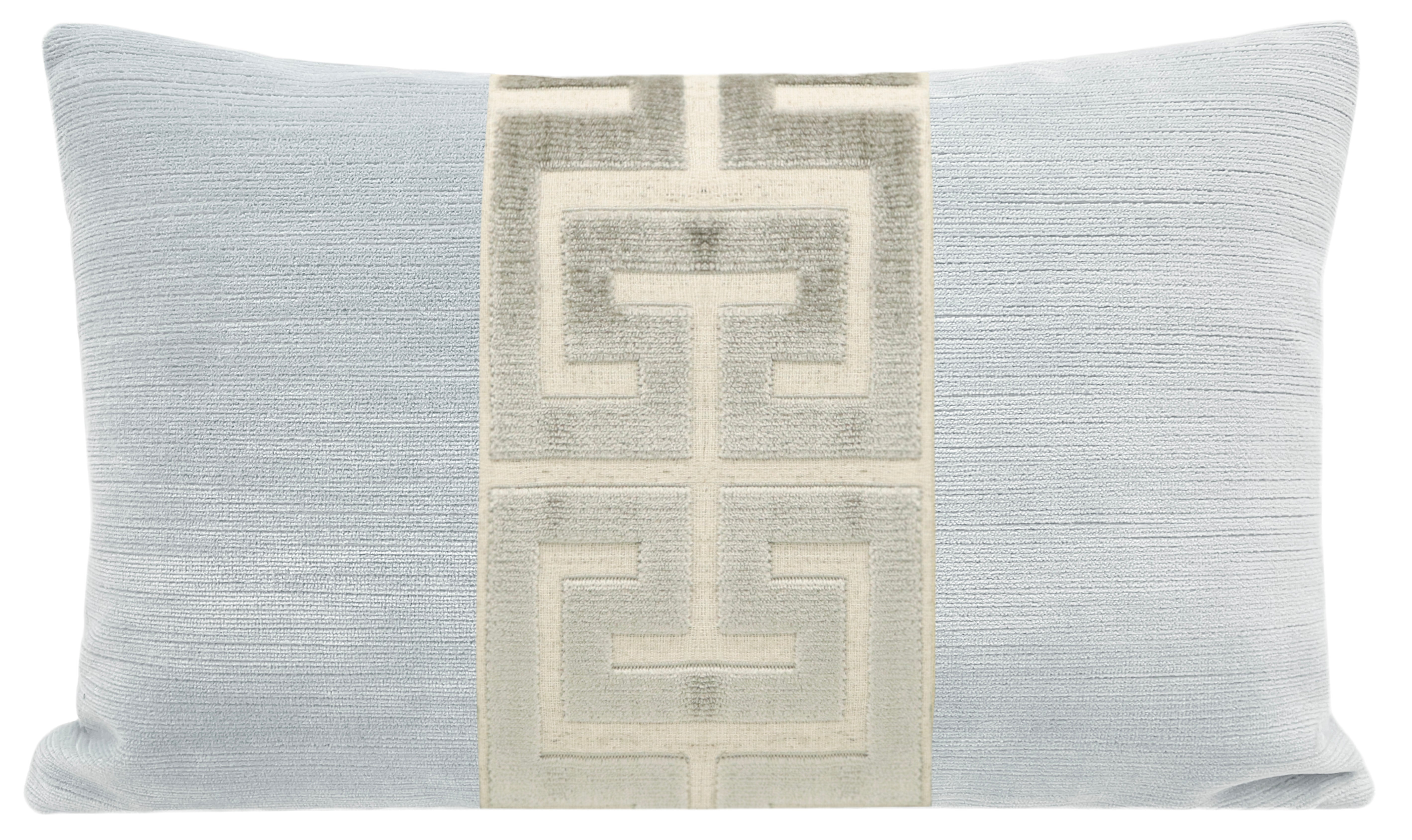 THE LITTLE LUMBAR :: STRIE VELVET // MIST + PLATINUM GREEK TRIM - LITTLE LUMBAR 12" X 18" - Image 0