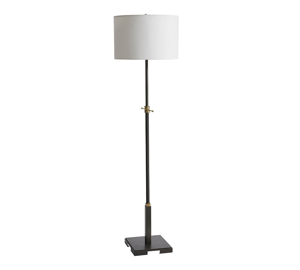 Roland Floor Lamp with Large Straight Sided Gallery Shade, Bronze - Image 0