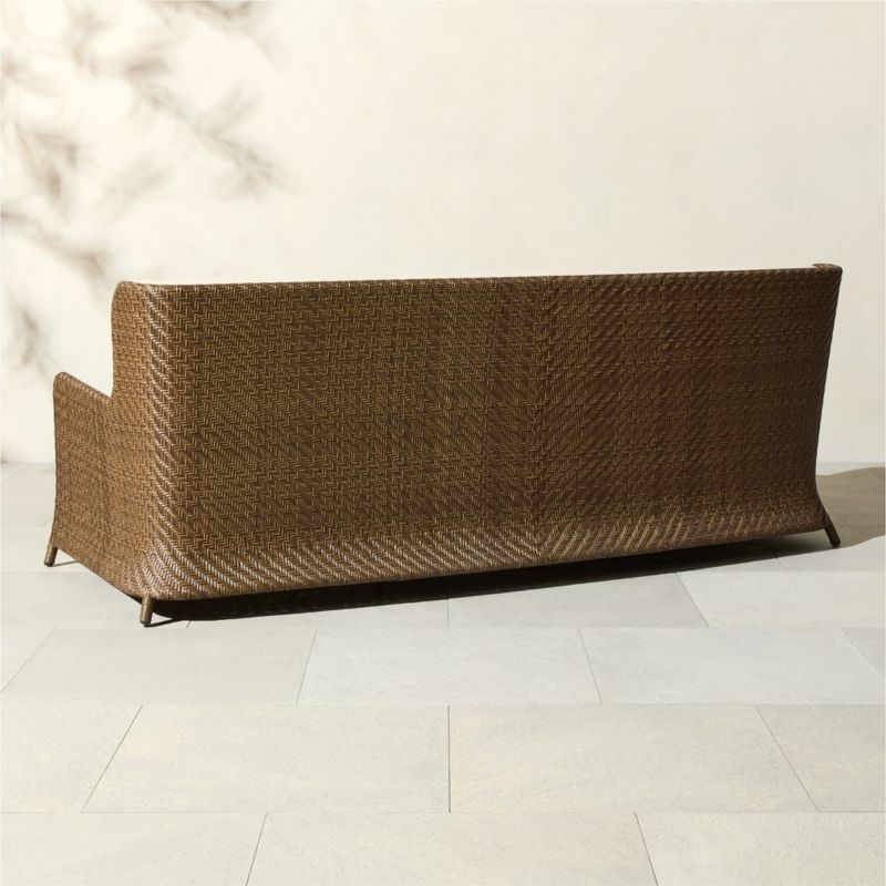 Astoria All-Weather Rattan Outdoor Sofa with Warm White Sunbrella® Cushions - Image 3