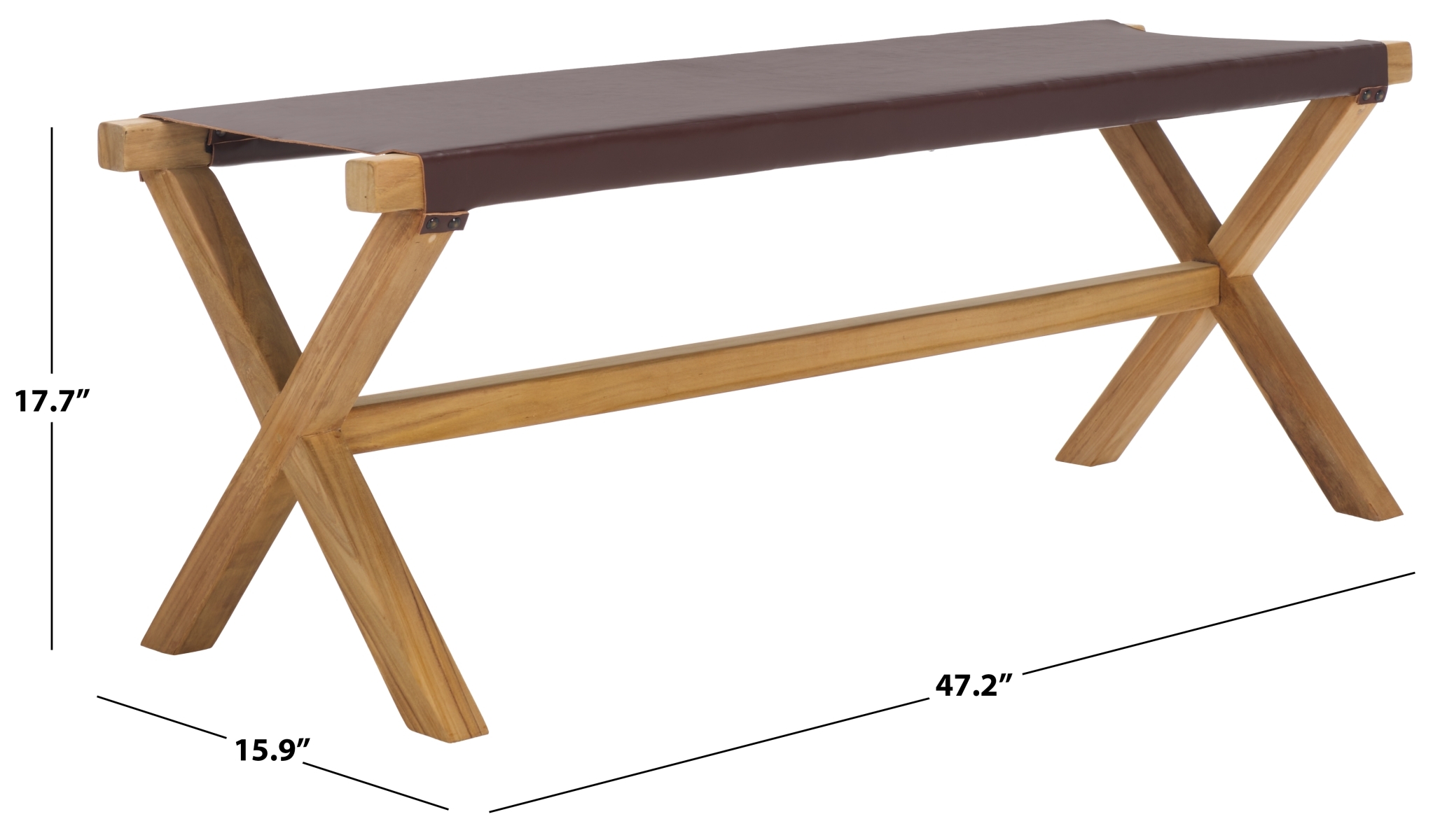 Elron Bench - Cognac / Natural - Safavieh - Image 8