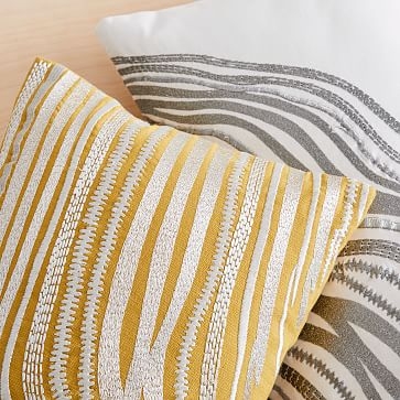 Fluid Lines Pillow Cover, 12"x21", Stone White - Image 1